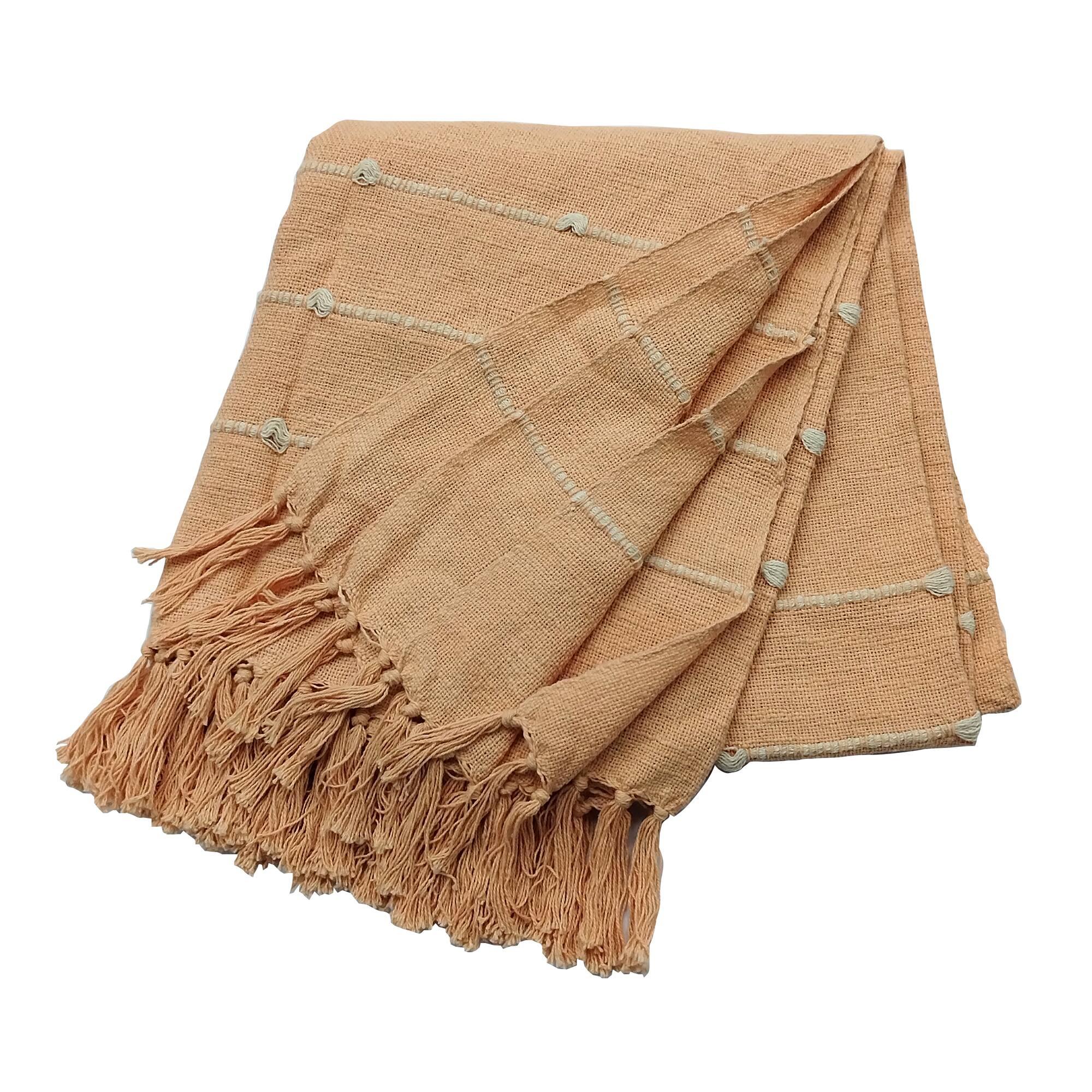 50" x 60" Peach Throw Blanket with Fringe by Ashland®